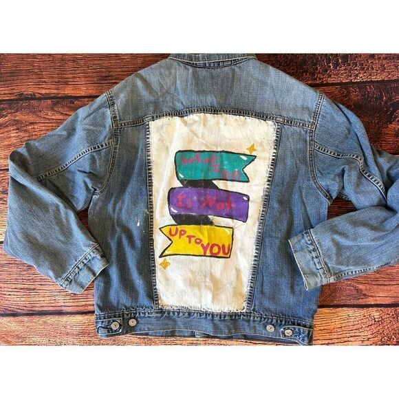 Custom Designed Levi’s Trucker Jacket Size M - Picture 3 of 10
